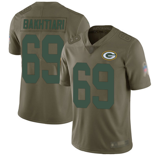 Green Bay Packers Limited Olive Men #69 Bakhtiari David Jersey Nike NFL 2017 Salute to Service->nfl t-shirts->Sports Accessory